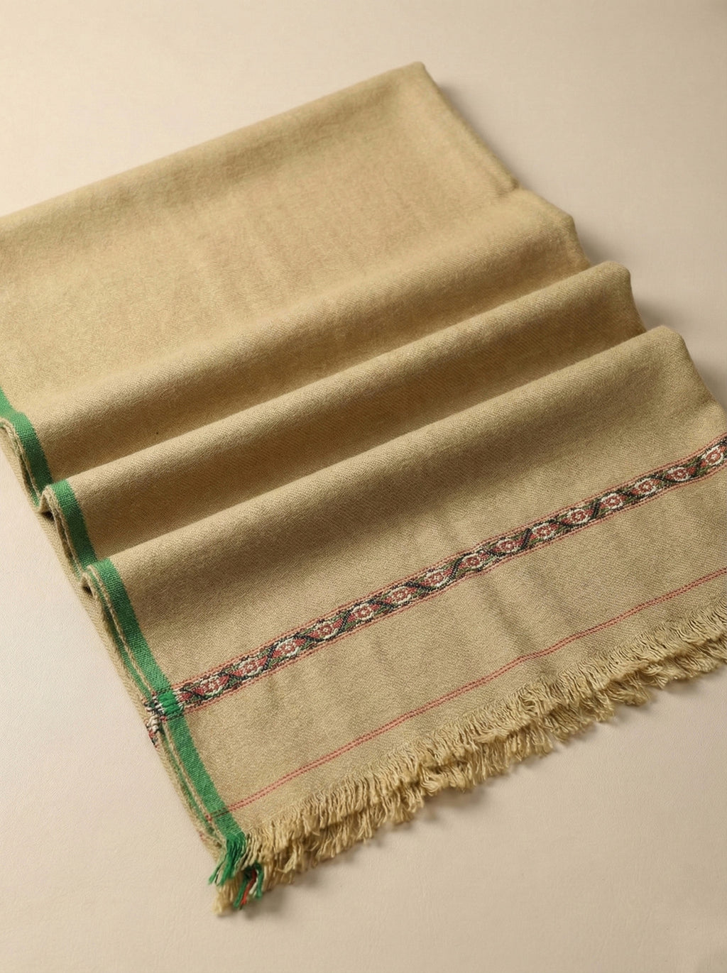 Beige Aura – Hand-Crafted Wool Shawl for Men