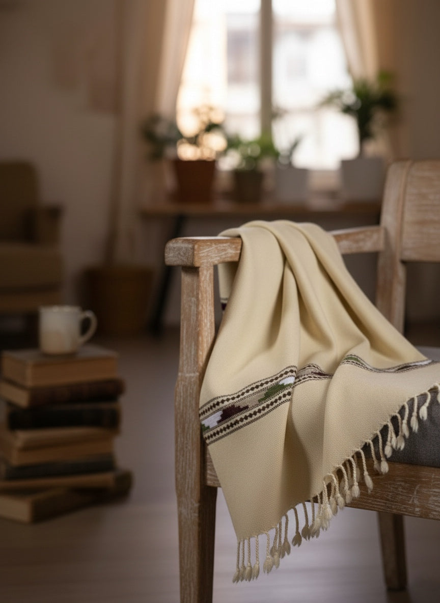 Sandstone Charm – Designer Men’s Cream Shawl