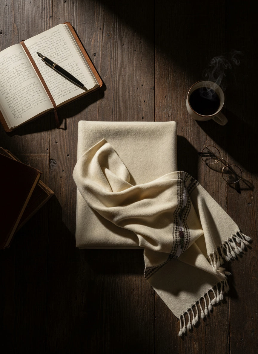 Sandstone Charm – Designer Men’s Cream Shawl