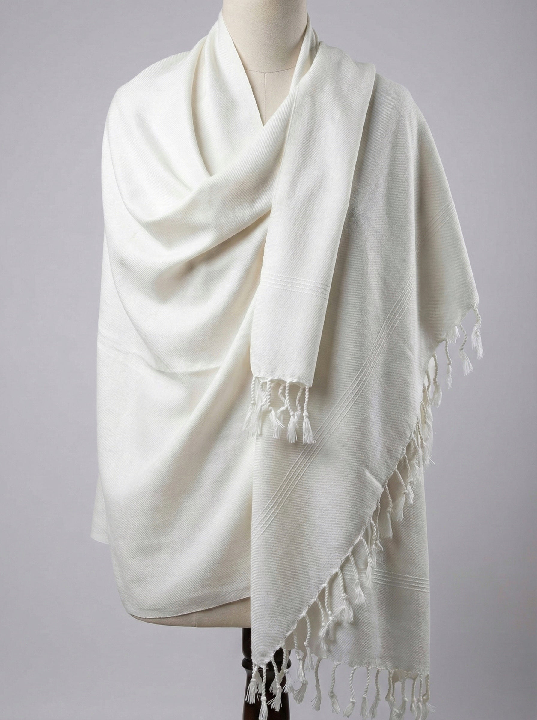 Frosted Grace - Premium Men’s White Shawl