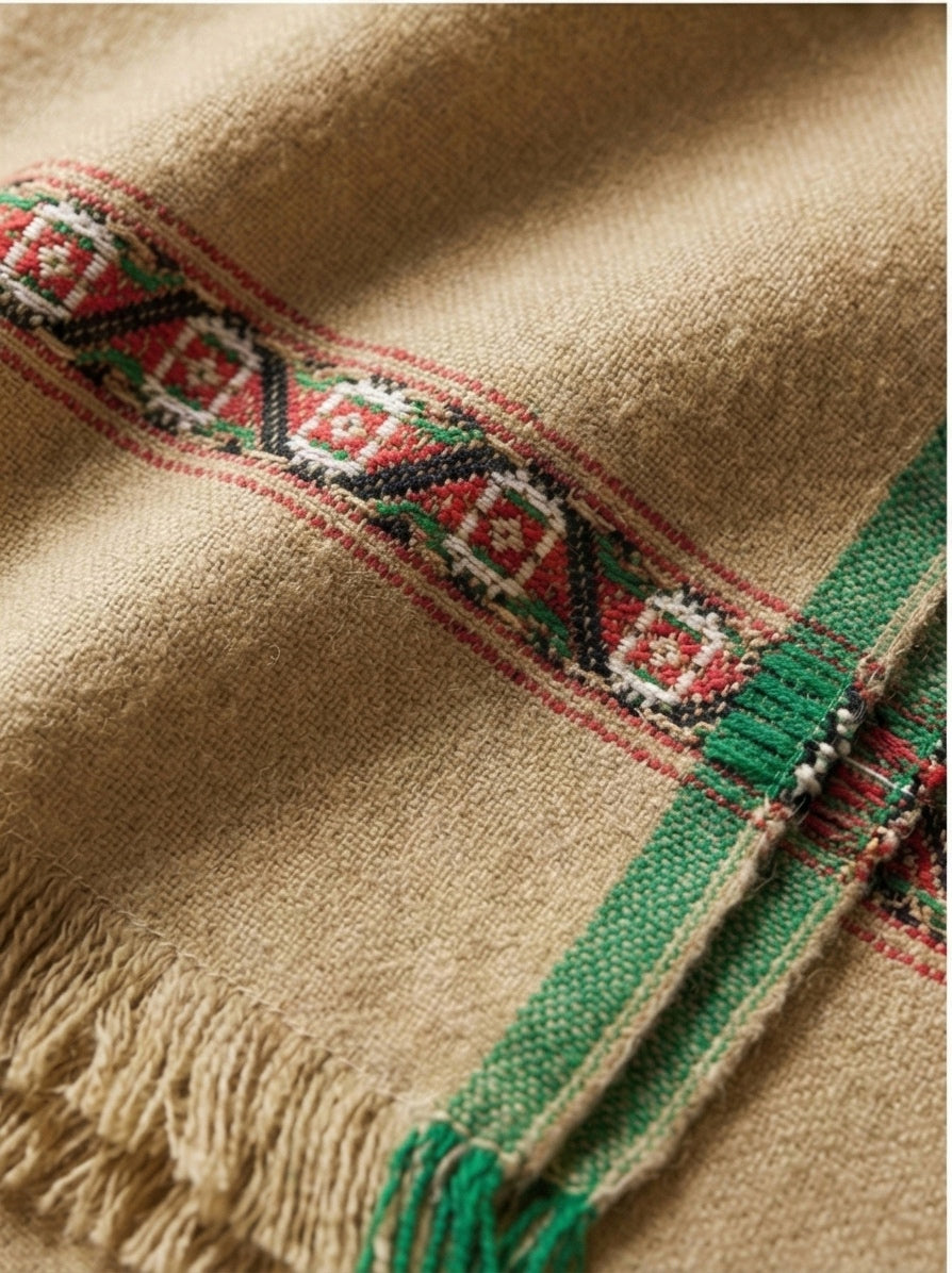 Beige Aura – Hand-Crafted Wool Shawl for Men