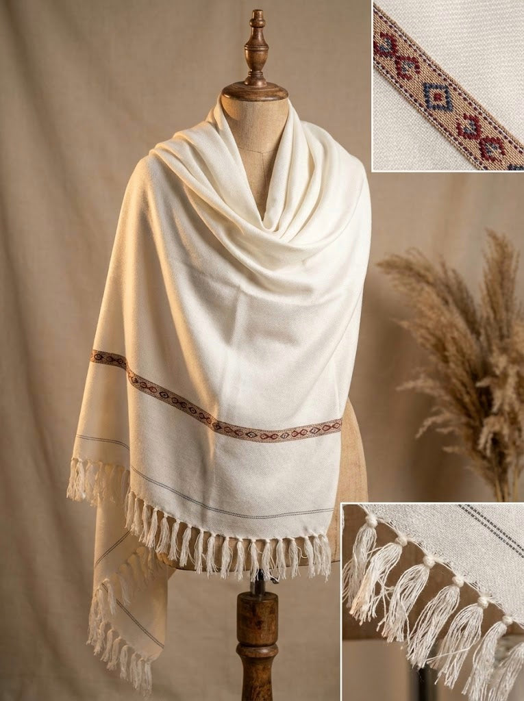 Shahkaar White - Premium Shawl for Men