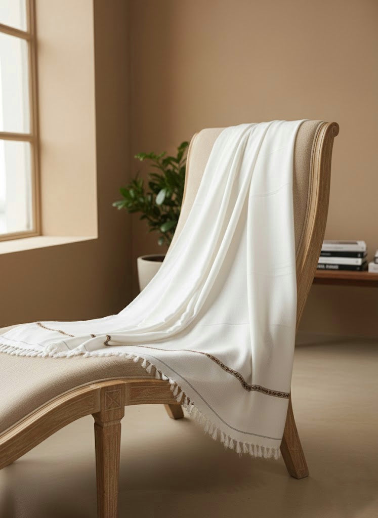 Shahkaar White - Premium Shawl for Men