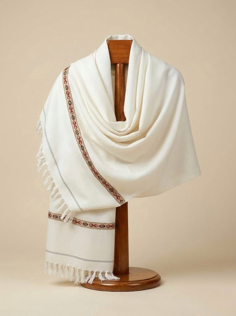 Shahkaar White - Premium Shawl for Men