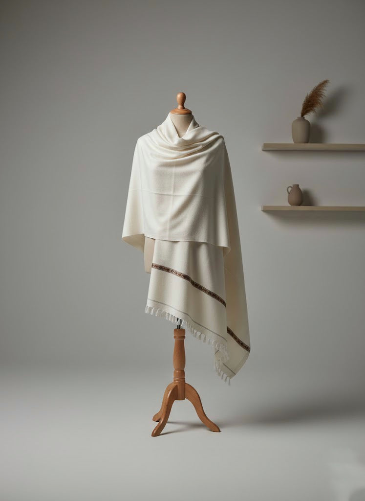 Shahkaar White - Premium Shawl for Men