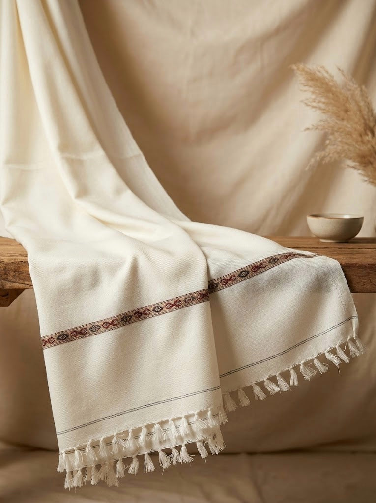 Shahkaar White - Premium Shawl for Men