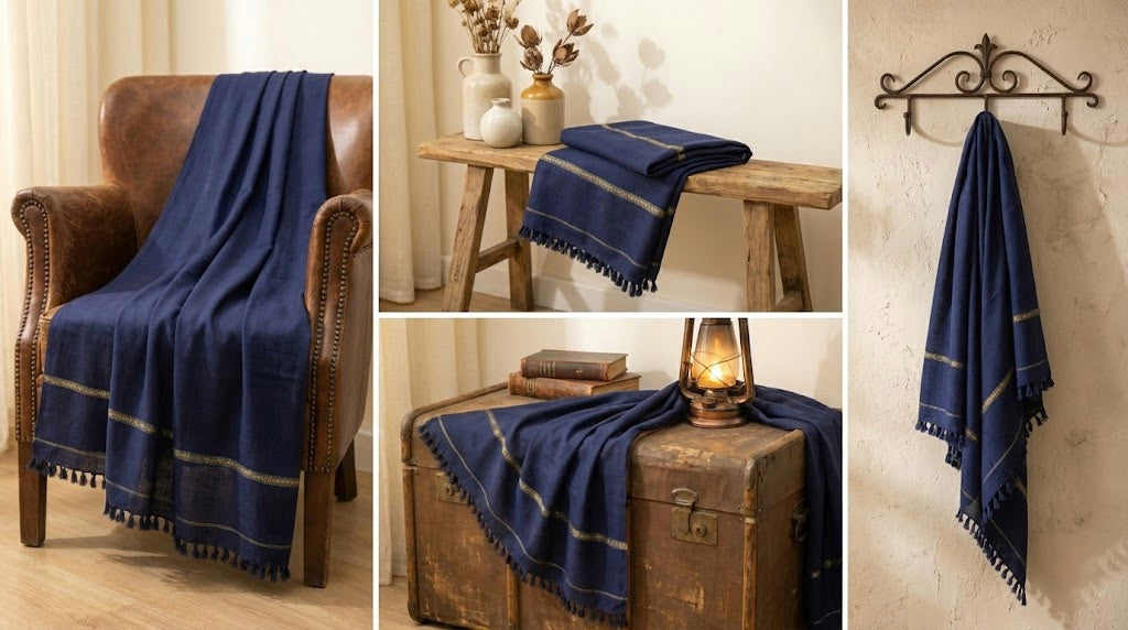 Eclipse Blue - Luxury Men’s Wool Shawl