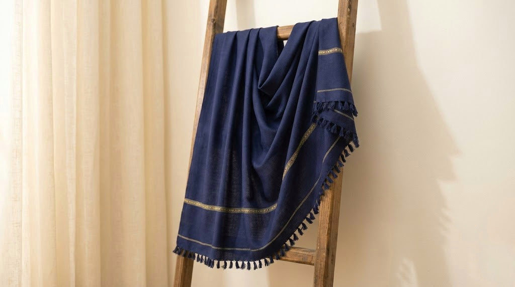 Eclipse Blue - Luxury Men’s Wool Shawl